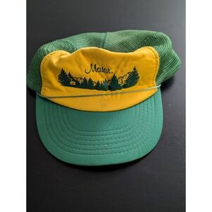 Vintage Maier Forest Trucker Hat Mesh Back Snapback OSFM Civic Caps Green Yellow